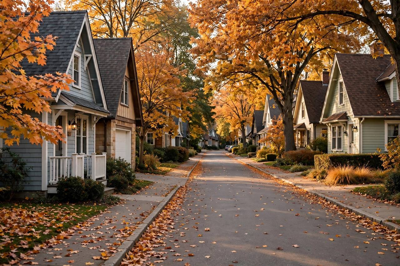 Brick ranches and mature streets in Niles Illinois